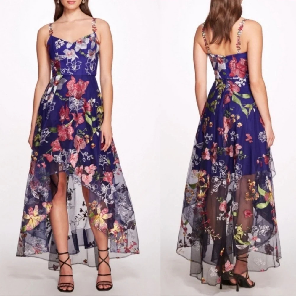 Marchesa Notte Embroidered Floral High
Low Dress sz 2